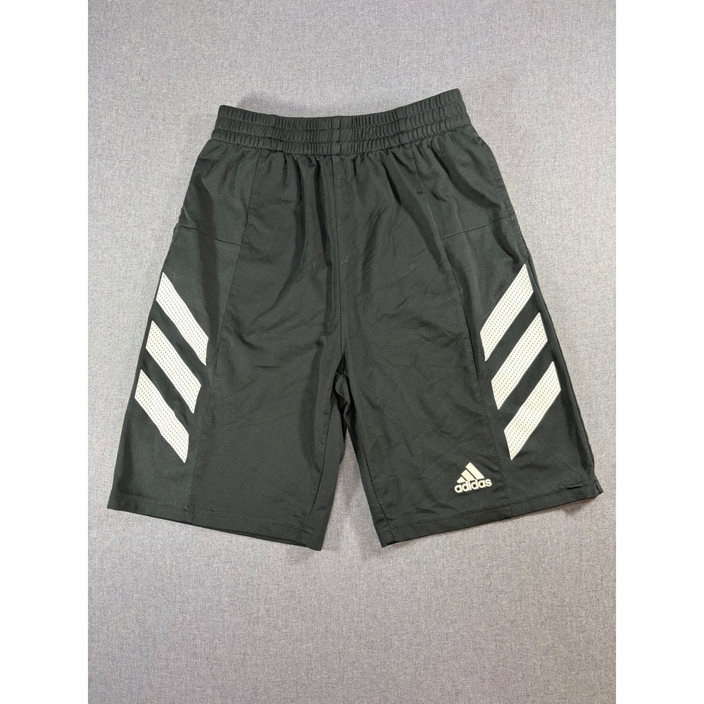 Adidas Kids AEROREADY Black Athletic Shorts Size L 14/16 White Stripes Mesh